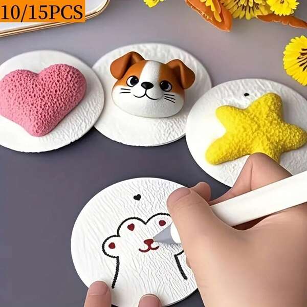10/5 Stücke 3D Rundes Papier, Schaumstoff zum Aufklappen, Bastelkunst, geeignet für DIY-Aktivitäten und kreative Projekte - ideale Geschenkwahl für Weihnachten, Schule, Büro, Familienereignisse, emotionale Interaktion, begleitende Pulpe, DIY-Muster-Pulpe runde Cartoon-Tier-komprimierte kreative Schaumtextur-Malutensilien, Kinderspaß zum Zusammendrücken für DIY-Handwerk, 3D-Malerei mit Filzstift und Wasserfarbe, komprimierte Pulpe, Schulanfang, Schulbedarf (zufälliger Stil und Farbe)