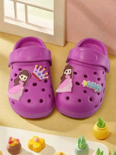 2025夏季新款软底EVA鞋，男女童款，公主皇冠卡通拖鞋，时尚家居户外木屐