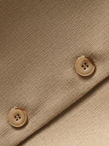 女士纯色背心，V领外套，春秋季穿搭，时尚通勤，夏季女装 - 卡其色 - 查看 6