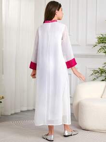 Tween Girl Southeast Asian Embellished Robe, Suitable For Dubai Travel & Long Pleated Robe - White - View 2