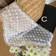 1 件女孩法式蕾丝三角围巾，带花卉图案，白色复古装饰头带，乡村风格丝带海滩头带波西米亚风情人节头巾头巾发巾，头巾秋冬发带发饰，适合女士度假装扮 - 白色 - 查看 8