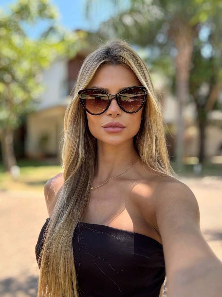 Women's Cat Eye Sunglasses Various Colors Case Choose The Color Women's Fashion UV400 - 鏽棕色 - 查看 1