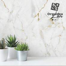 Premium Wallpaper Roll 5 Meters Self-Adhesive Textured Marble 5m X 45cm - 白色 - 查看 2