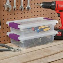 Sterilite 1.9qt Purple Latch Box Clear: Plastic Storage Bin With Lid, Portable, Stackable, Built-In Handles, Universal Use - 1 - View 3