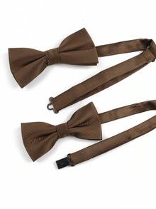 ZLQ&GOU 1 pieza Corbata de moño simple de café para hombres, corbata de mariposa de espiga para caballero, adecuada para boda, fiesta, negocios y uso diario - Disponible en dos tamaños