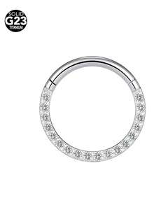 18G/16G 女士圆形耳环，G23 F136 钛金鼻环，弹簧扣，鼻环，时尚女士穿孔饰品 - 鑲鑽鼻環 - 查看 19