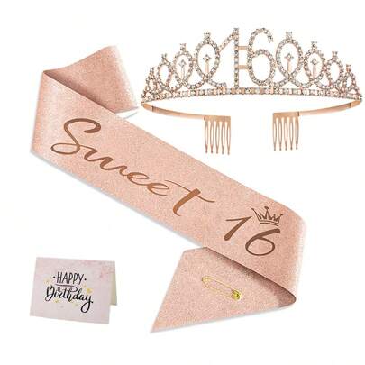 Sweet 16 Birthday Decorations For Girls Including Sweet 16 Crown/Tiara, Sweet 16 Party Decorations For Girls, Sweet 16th Birthday Gifts
