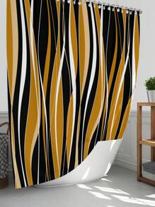 1pc/4pcs Abstract Modern Pattern Bathroom Waterproof Shower Curtain Set With 12 Hooks, Non-Slip Bath Mat, U-Shaped Contour Rug, And Round Toilet Lid Cover, Full Scene Bathroom Decor Set Back To School