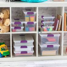 Sterilite 1.9qt Purple Latch Box Clear: Plastic Storage Bin With Lid, Portable, Stackable, Built-In Handles, Universal Use - 1 - View 4