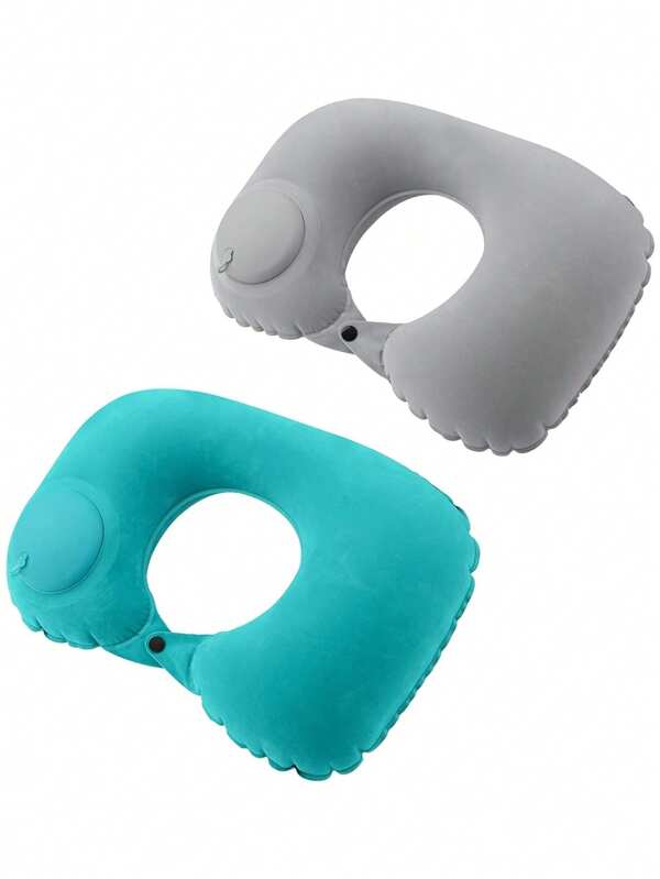 1 pezzo Cuscino da viaggio gonfiabile, cuscino da collo gonfiabile regolabile, cuscino da viaggio gonfiabile portatile a forma di U, per aeroplani, viaggi, supporto lombare, cuscino da viaggio gonfiabile ultraleggero per collo con funzione di gonfiaggio