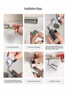 1pc Copper Anti-Splash Faucet Sprayer Head, Modern Black Water-Saving Sprayer, Suitable For Kitchen - Silver - View 5