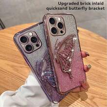 1 pezzo Custodia per telefono con mezza farfalla adesiva, glitter elettroplaccati viola, copertura completa, comoda, antiurto, antiscivolo e resistente ai graffi, compatibile con Galaxy S21 Ultra 5G, A14, A54/17, 17 Pro, 17 Pro Max, 16, 16 Pro, 16 Pro Max, 15/Galaxy S25, S25 Plus, S25 Ultra/Spark Go 2024/Infinix Smart 8, Edge 30, Redmi Note 14 Pro+ 5G, adatta come regalo per amici o per sé. - Viola - Visualizzare 1