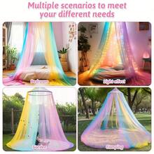AIBOYING 1pc Rainbow Bed Canopy, Colorful Princess Fairy Tale Tent Playhouse, Pink Dome Reading Corner, Unicorn Theme Party Decor Love Valentine - Multicolor - View 5