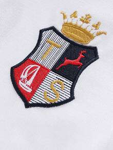 New Men's Polo Shirt, Short Sleeve, Football Embroidery, White Color, British Style, Sports/Casual, Color Blocking, High-Quality Loose Fit, Breathable, Comfortable, Side Slit, Luxury High-End Imported, 3D Embroidery, Exquisite Emblem, Original Design, - White - View 7