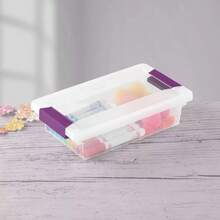 Sterilite 1.9qt Purple Latch Box Clear: Plastic Storage Bin With Lid, Portable, Stackable, Built-In Handles, Universal Use - 1 - View 8