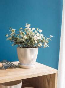 1pc Simple Plastic Resin Delivery Tray Thickened Green Plant Potted Pot Colorful Round Pot Vertical Striped Flower Pot
