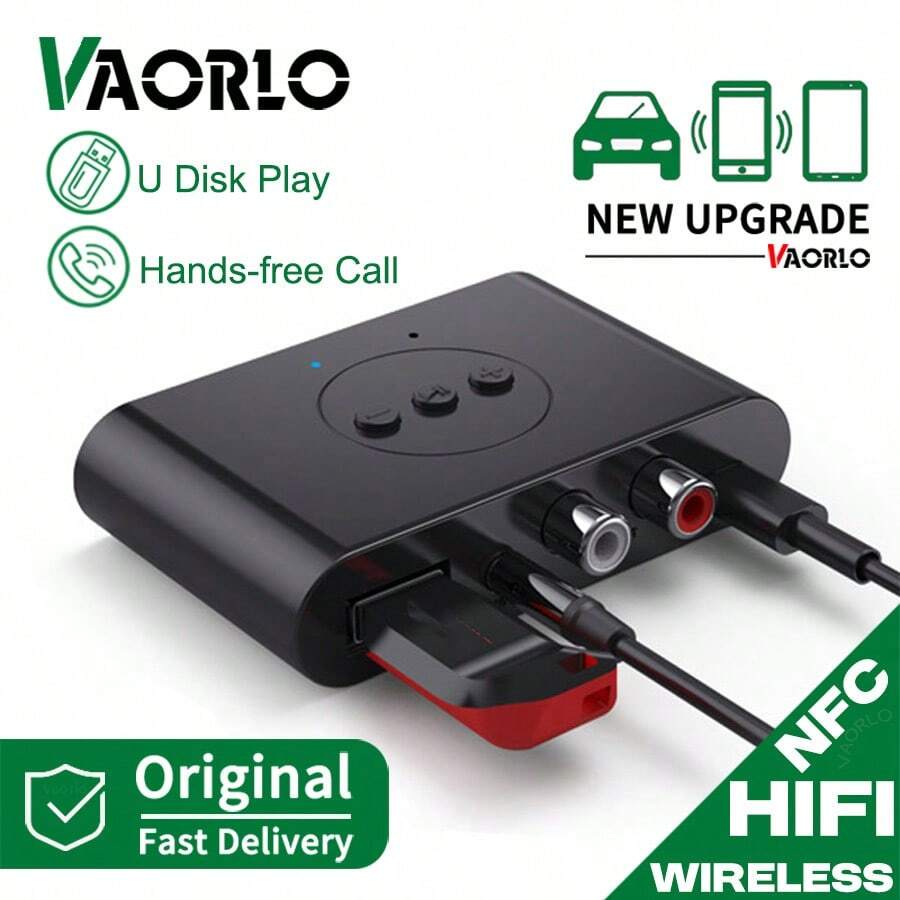 KZ Receptor de audio Bluetooth 5.2 con unidad USB, conector RCA, jack AUX de 3.5 mm, adaptador inalámbrico estéreo con micrófono para kit de coche, altavoz y amplificador
