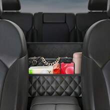 Large Capacity Car Seat Back Organizer - Durable Faux Leather Storage Mesh Bag With Hanging Mount, Lightweight Auto Interior Accessory Organizer