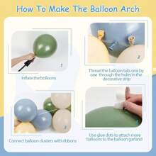 146 Stücke Staubblau und Grün Ballon Bogen Girlande Set, pastellblaue, salbeigrüne, nude, sandweiße Latex Ballons für Bär thematisierte Geburtstags-, Hochzeits- und Babyparty