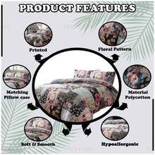 VELVETIO Ellis Printed Duvet Cover Set Reversible Beddings With Matching Pillowcases Soft And Warm Skin Friendly Floral Pattern - Multicolor - View 4