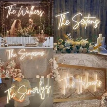 Customized LED Neon Sign Decoration For Room, Personalized Neon Sign Wedding Gift, Holiday Neon Sign Home Decor Wedding Backdrop, USB Powered - 25in/63CM - View 7