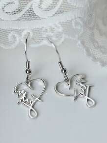 Goldplattierte Edelstahl Kreuz Herz Design elegante hängende Ohrringe, kreatives Schmuckgeschenk für Frauen