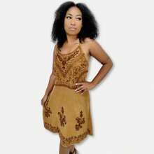 Vestido Indiano Curto Alça Bordado Elástico nas costas 8056