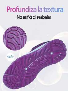 Zapatillas de deporte de malla transpirable de colores sólidos para mujer, cómodas zapatillas de deporte antideslizantes de puntera redonda con cordones, ligeras y amortiguadoras, zapatillas de deporte para pareja, zapatillas de deporte de mujer para fitness, correr y para el día a día. - Morado - Ver 5
