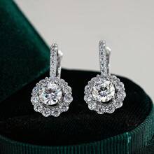1 par de brincos de diamante femininos de 1 ct, prata esterlina 925, moissanita VVS1, joias de noiva, caixa de presente incluída