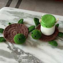 Cute Animal Design Tea Coaster, 1 Piece Handmade Crochet Insulated Table Protector, Table Decoration Items - Multicolor - View 4