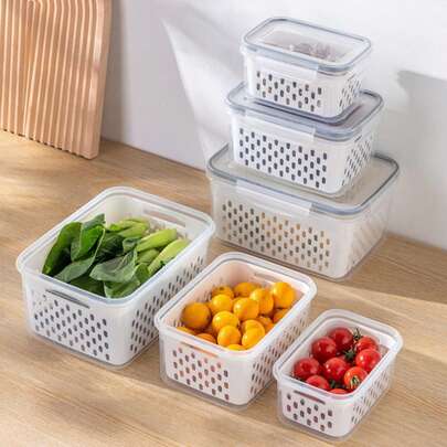 Kit 3 potes Organizadores Geladeira Organizador Alimentos Vegetais Cozinha