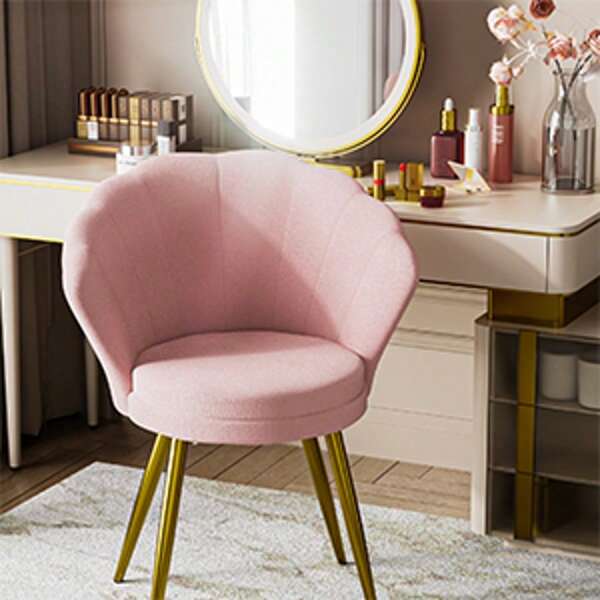 Silla de salón, silla de visitas, silla de concha, silla de tocador, respaldo floral, silla de terciopelo, silla de dormitorio, patas de metal