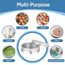 12/24 Pcs Aluminum Tin Metal Round Tins Screw Lid, Aluminum Tin Jar Refillable Containers, Metal Tins With Lids, Aluminium Empty Tins Metal Candle Storage Tin Jars Travel Tin Cans For Crafts, Candles, Cosmetics, Lip Balm, DIY(5ml/20ml/30ml/40ml/50ml/60ml ) - Multicolor - View 5