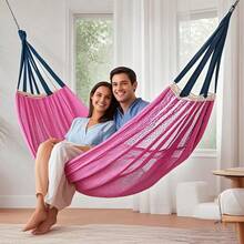 Hamac d'extérieur, hamac en maille super doux et respirant, fabriqué en nylon rafraîchissant, convient pour l'intérieur, le balcon, le patio, le jardin, le camping, le trekking - Multicolore - Voir 8