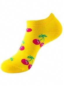 1/3/5/10 Pairs Women Colorful Fruit Print Ankle Socks, Cute Casual Breathable Moisture-Wicking Quick-Drying Anti-Odor Boat Socks, Versatile &