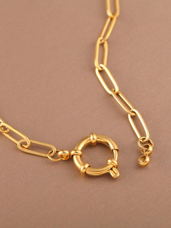 1 pieza Collar de cadena de acero inoxidable con tono dorado y diseño minimalista de hueso de serpiente para mujeres