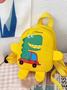 A Custom Bag With A Personalized Name Or Holiday Message. Customize Your Own Backpack. New Fashionable College Style Belt Mini Cartoon Dinosaur Print Decoration Polyester Fabric Zipper Adjustable Shoulder For Children Primary School Students To Go Back Outdoors On Vacation - Multicolor - View 5