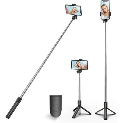 1 Pc Portable 3-In-1 Selfie Stick Tripod, Extendable Phone Holder For Travel Photography (Color & Style Random, No Light)