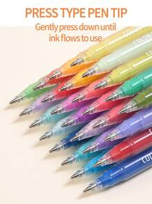 54 Colors Stylo Gel Pens Set Clear Barrel Ballpoint Liner Marker Highlighter Pen 1.0mm Suitable For Drawing, Highlighting, Student's Note Taking, Making Manuals, Office Use Back To School
