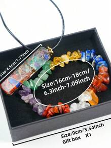 1pc/Set Round, Moon, Rectangular, Slim Rectangular 7 Chakra Necklace And Bracelet Combination, Best Gift For Family And Friends