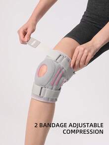 VBOSI 1 Piece Women Men Adjustable Knee Support Brace With Plastic Stabilizers And Silicone Ring For Basketball Hiking Gym Accessories Knee Support Sports Knee Pads Gym Knee Pads - Light Grey - View 6