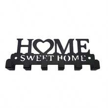 1pc Metal Art Decorative Wall-Mounted Key Holder Rack, For Entryway, Hallway - Black - View 2