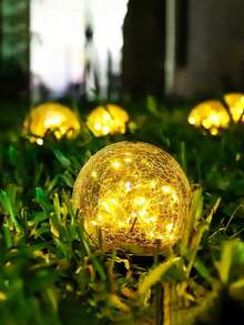 1 件太阳能户外庭院灯，30LED 裂纹玻璃球灯，地面景观花园装饰灯，户外装饰水晶球埋地灯，花园装饰冰球灯适用于小道/露台/草坪/庭院太阳能球装饰灯（包括地桩）