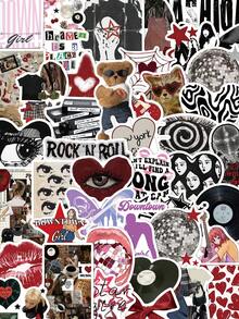 100pcs Y2K Downtown Theme Subculture Sticker Collection For Laptop Notepad Luggage Decoration Stickers Can Be Used As A Gift For Good Friends - Khaki - View 1