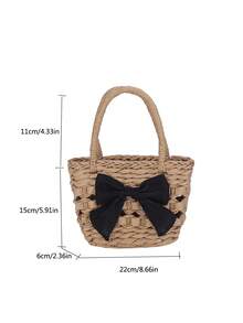 The New Mini Woven Bow Handbag With A Minimum Of 1 Piece Is Stylish And Avant-Garde, With Ample Capacity And Comfortable Touch. It Has Strong Practicality And Is Suitable For Both Boy And Girl To Use For Daily Shopping, Picnics, And Spring Outings. This Is The Best Choice For Giving Gifts To Family, Friends, And Classmates. - Straw Handbag - View 6