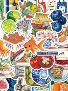 50 件复古艺术涂鸦贴纸装饰水杯笔记本行李剪贴簿吉他笔记本电脑防水贴纸手机壳 DIY 贴花、学校用品、返校