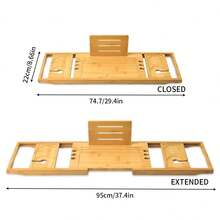 Luxury Spa Bamboo Bathtub Caddy Tray - Modern Adjustable Bath Organizer With Detachable Sections, Storage Solution For Bathroom & Shower Decor (Easy Assembly) - Ginger - View 7