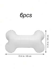 6pcs White Dog Bone-Shaped Foil Balloon For Puppy Birthday Celebrations - Perfect For Pet-Themed Parties & Photo Props, No Power Needed