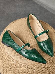 1 par de zapatos planos de punta fina para mujer suave, cómodos para el trabajo, versátiles mocasines slip-on, zapatos casuales de bailarina con tacones bajos