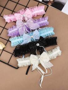 1pc Multi-Color New Bride Sexy Lace Leg Garter, Adjustable Lace Trim High-End Bridal Wedding Decoration Accessory